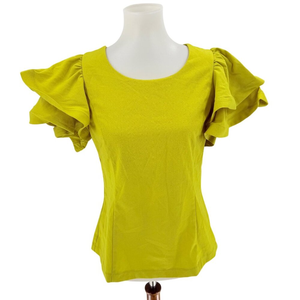 Milk & Honey Ruffle Sleeve Top With Bow Back Detail Size M